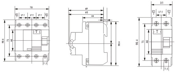 F370 F390 Residual Current Circuit Breaker-dimension