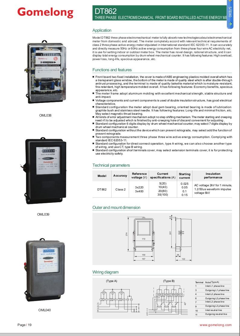 DT862 · Original series catalog and dimensions